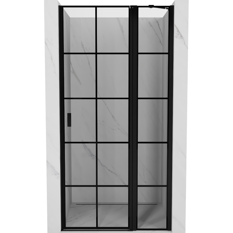 Mexen Mist drzwi prysznicowe uchylne prawe 85 cm, czarna kratka, czarne - 8A4-085-000-70-77-P