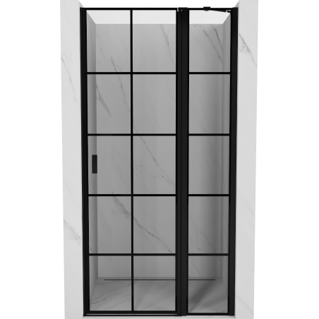Mexen Mist drzwi prysznicowe uchylne prawe 90 cm, czarna kratka, czarne - 8A4-090-000-70-77-P