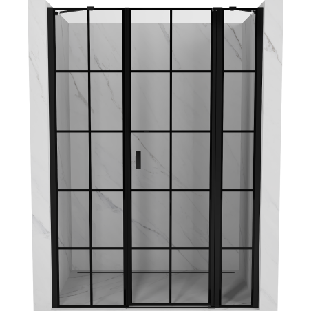 Mexen Mist douchedeur uitslaand rechts 135 cm, zwart raster, zwart - 8A4-135-001-70-77-P