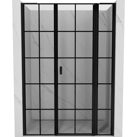 Mexen Mist L porte de douche battante droite 140 cm, grille noire, noir - 8A4L-140-001-70-77-P