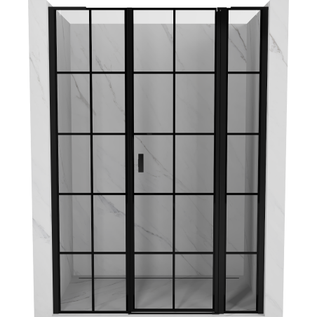 Mexen Mist L draaideur douche rechts 150 cm, zwart raster, zwart - 8A4L-150-001-70-77-P