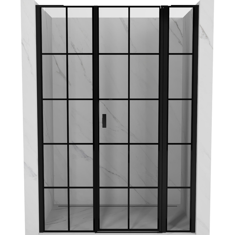 Mexen Mist L right hinged shower door 155 cm, black grid, black - 8A4L-155-001-70-77-P