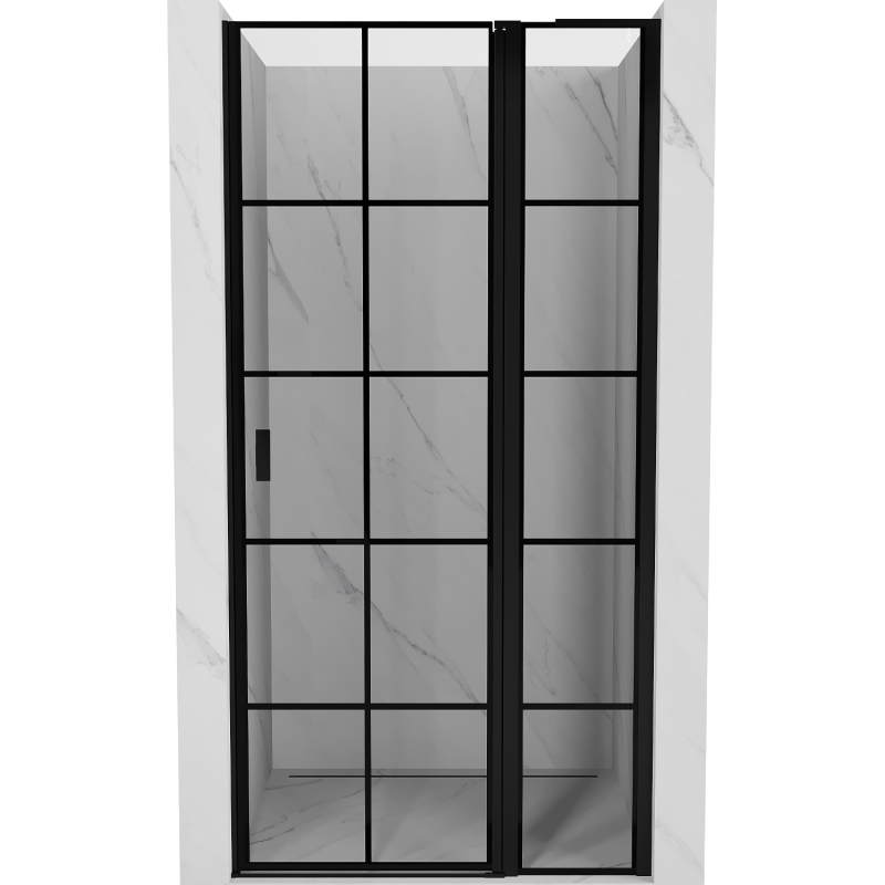 Mexen Mist L 95 cm Right Hinged Shower Door, Black Grid, Black - 8A4L-095-000-70-77-P