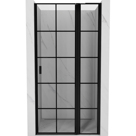 Mexen Mist L drzwi prysznicowe uchylne prawe 95 cm, czarna kratka, czarne - 8A4L-095-000-70-77-P