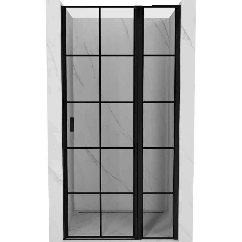 Mexen Mist L douchedeur opendraaiend rechts 105 cm, zwart raster, zwart - 8A4L-105-000-70-77-P