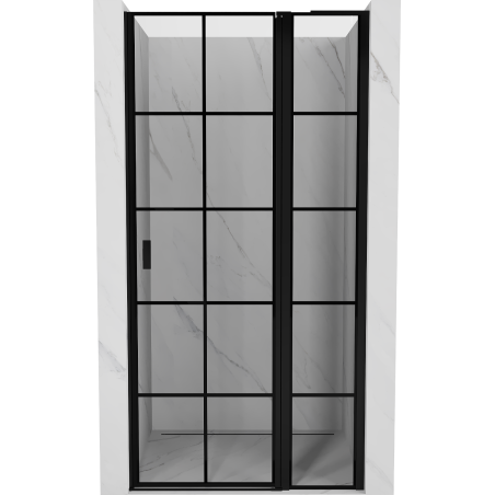 Mexen Mist L douchedeur opendraaiend rechts 105 cm, zwart raster, zwart - 8A4L-105-000-70-77-P