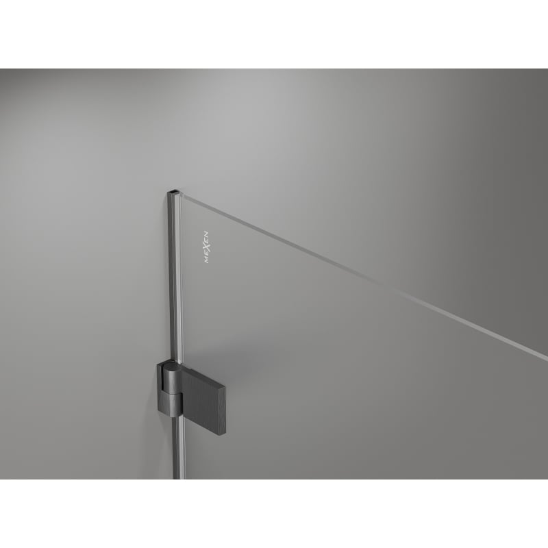 Mexen Lunar-B dušinurk, vasak 95 x 80 cm, läbipaistev, harjatud püssihall - 832-095-080-66-00-L