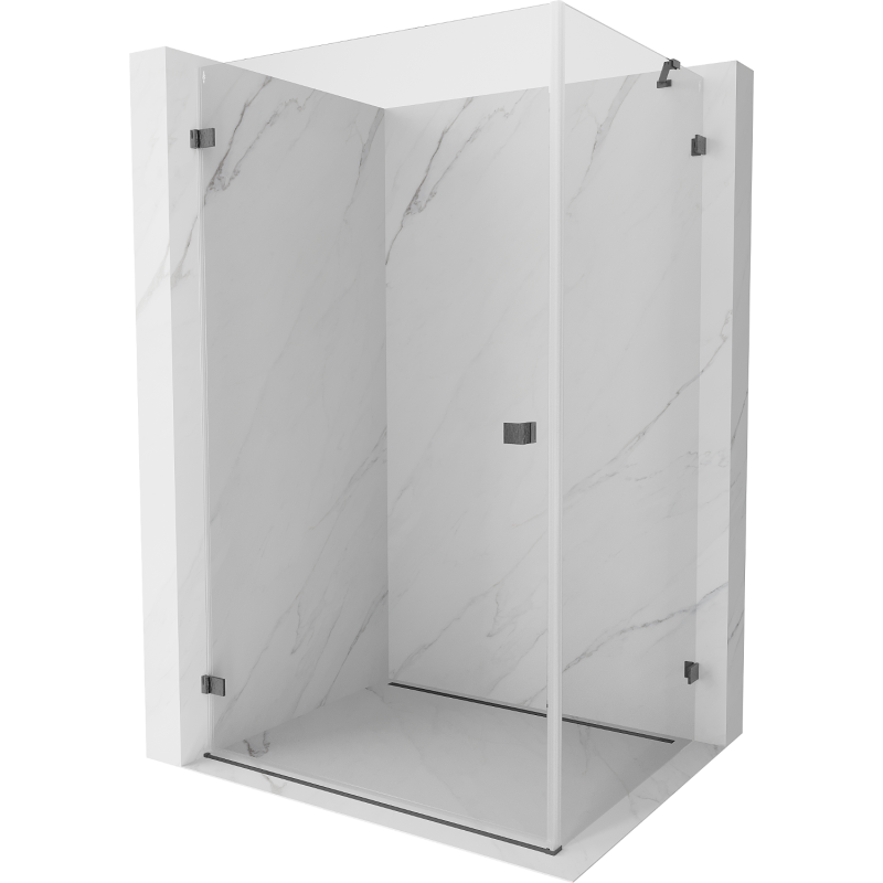 Mexen Lunar-B cabine de douche pivotante gauche 100 x 80 cm, transparent, gris foncé brossé - 832-100-080-66-00-L