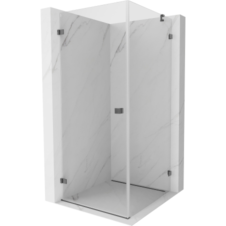 Mexen Lunar-B Duschkabine schwenkbar links 90 x 90 cm, transparent, gun gray gebürstet - 832-090-090-66-00-L