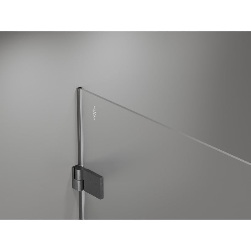 Mexen Lunar-B Left Hinged Shower Enclosure 100 x 90 cm, Transparent, Brushed Gun Gray - 832-100-090-66-00-L