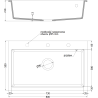 Mexen Elix granieten spoelbak 1-compartiment 800 x 500 mm, zwart/zilver metallic, chromen sifon - 6527801005-73