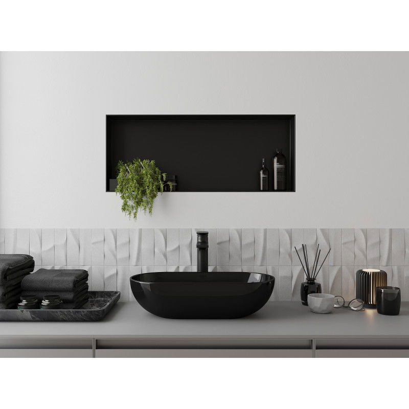 Mexen X-Wall-R prateleira embutida com flange 60 x 30 cm, preta - 1970603010