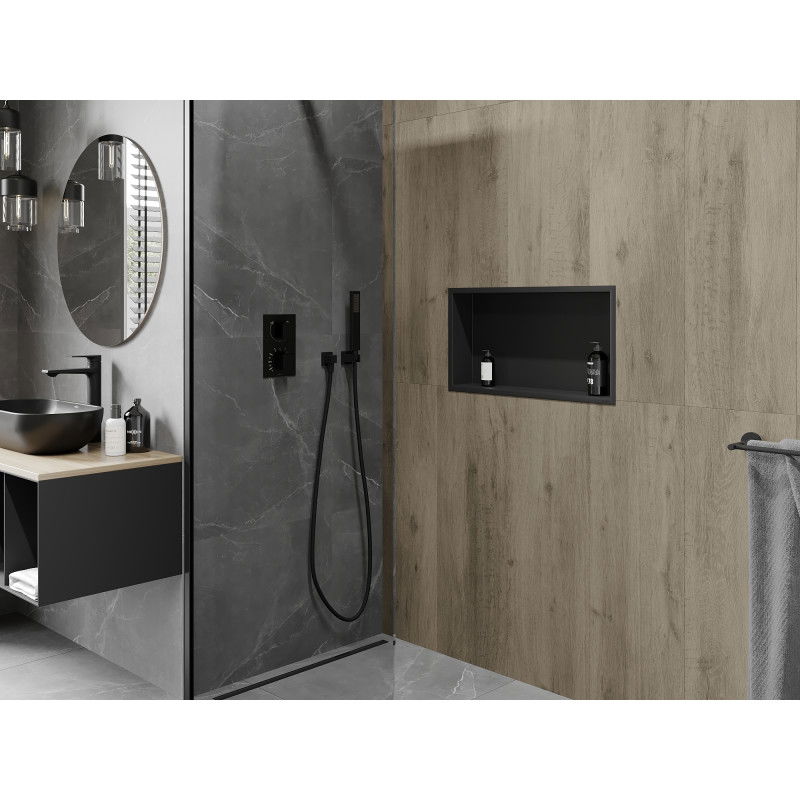 Mexen X-Wall-R Nischenregal mit Flansch 60 x 30 cm, schwarz - 1970603010