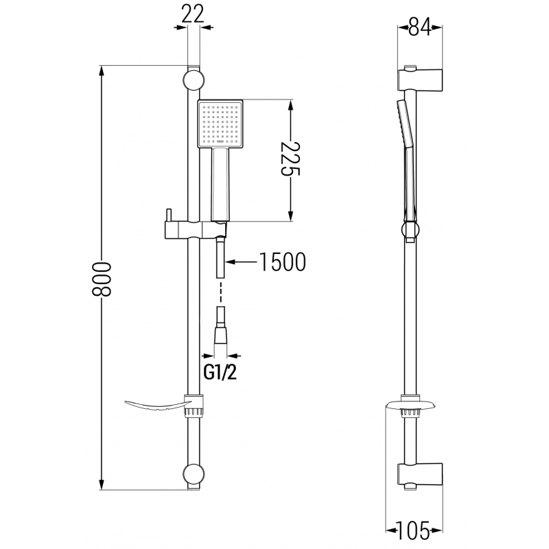 Mexen DF45 set doccia scorrevole, cromato - 785454582-00