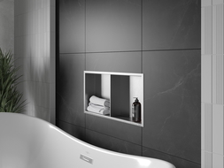 Mexen X-Wall-R Nischeregal mit Flansch und Regalboden 60 x 30 cm, Inox - 1910603010S