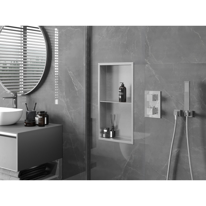 Mexen X-Wall-R estante empotrado con reborde y estante 60 x 30 cm, inox - 1910603010S