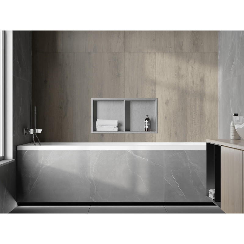 Mexen X-Wall-R inbouwplank met kraag en plank 60 x 30 cm, inox - 1910603010S