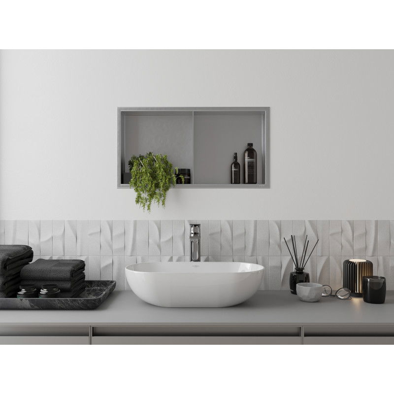 Mexen X-Wall-R nis niche plank met flens en plank 60 x 30 cm, inox - 1910603010S