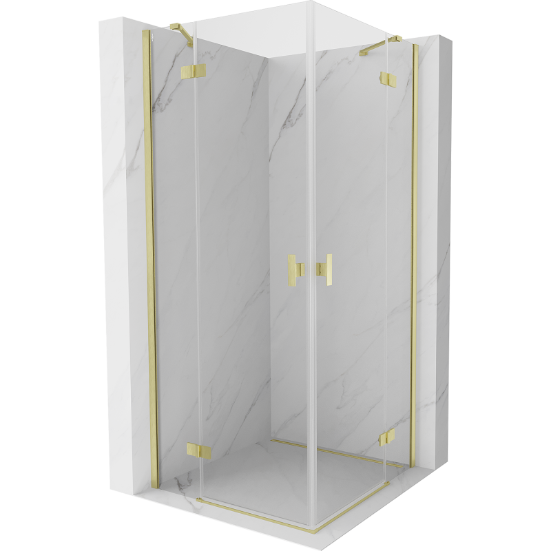 Mexen Mist H Duo Duschkabine schwenkbar 70 x 70 cm, transparent, gebürstetes Gold - 8A5-070L-070P-55-00