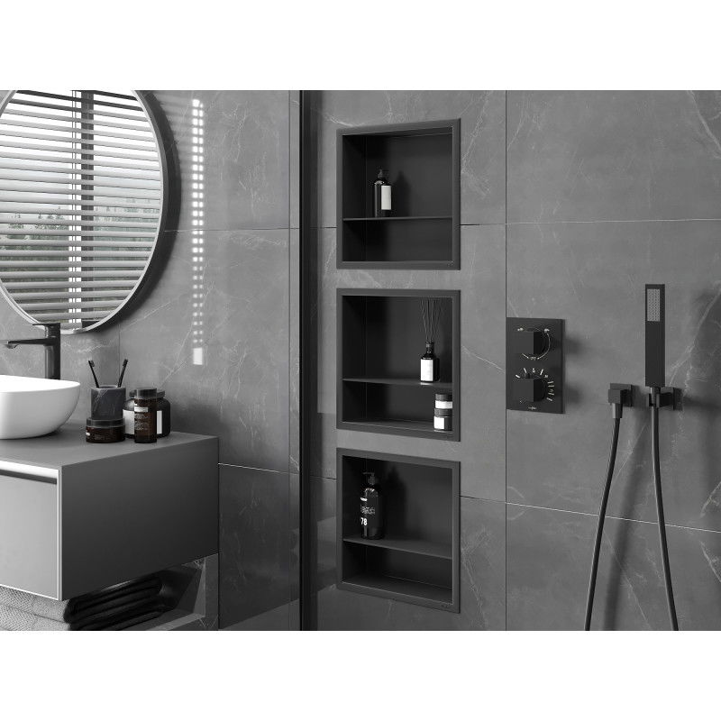 Mexen X-Wall-R mensola ad incasso con flangia e ripiano 30 x 30 cm, nero - 1970303010S