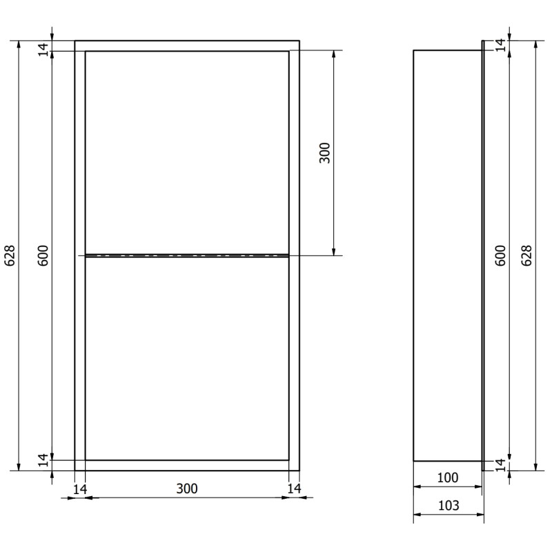 Mexen X-Wall-R półka wnękowa z kołnierzem i półką 60 x 30 cm, biała - 1920603010S