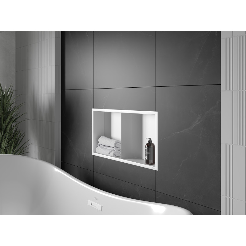 Mexen X-Wall-R étagère encastrée avec rebord et tablette 60 x 30 cm, blanche - 1920603010S