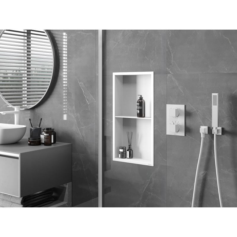 Mexen X-Wall-R Nischenregal mit Rahmen und Regal 60 x 30 cm, weiß - 1920603010S