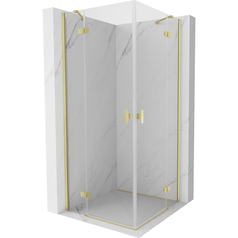 Mexen Mist-H Duo hinged dušikabiin 80 x 80 cm, läbipaistev, harjatud kuld - 8A5-080L-080P-55-00