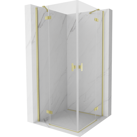 Mexen Mist H Duo cabine de douche pivotante 80 x 80 cm, transparent, or brossé - 8A5-080L-080P-55-00