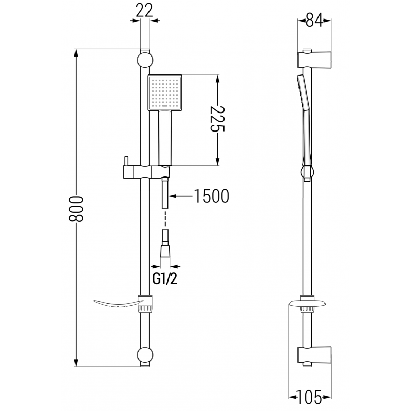 Mexen DF45 sliding shower set, black - 785454582-70