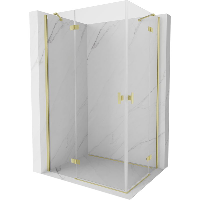Mexen Mist H Duo Duschkabine schwenkbar 100 x 85 cm, transparent, gebürstetes Gold - 8A5-100L-085P-55-00