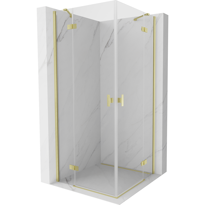 Mexen Mist-H Duo 90 x 90 cm Hinged Shower Cabin, Transparent, Brushed Gold - 8A5-090L-090P-55-00