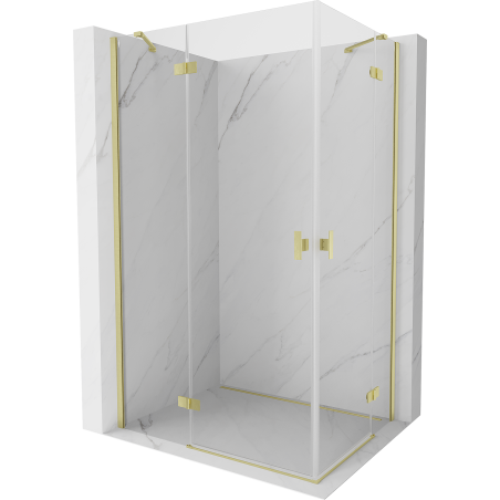 Mexen Mist-H Duo Left Hinged Shower Enclosure 100 x 90 cm, Transparent, Brushed Gold - 8A5-100L-090P-55-00