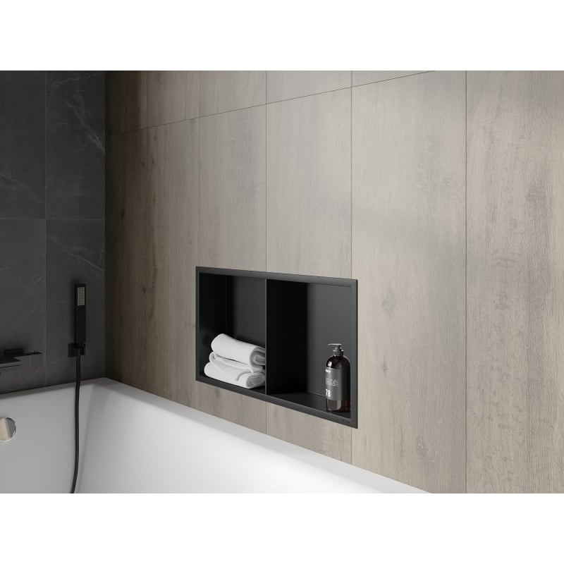 Mexen X-Wall-R estante empotrado con ribete y estante 60 x 30 cm, negro - 1970603010S