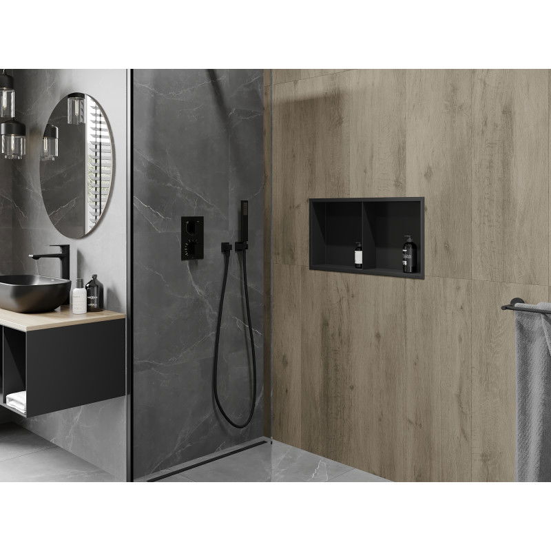 Mexen X-Wall-R inbouwplank met flens en plank 60 x 30 cm, zwart - 1970603010S