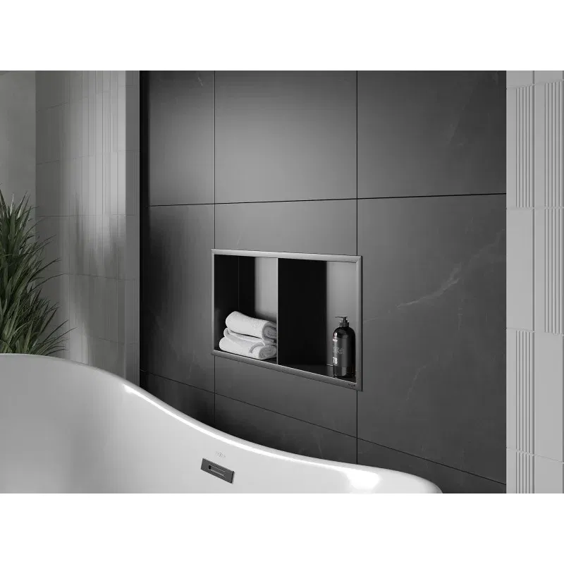 Mexen X-Wall-R inbouwplank met flens en plank 60 x 30 cm, zwart - 1970603010S