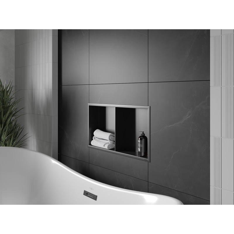 Mexen X-Wall-R Nischenregal mit Flansch und Ablage 60 x 30 cm, schwarz - 1970603010S