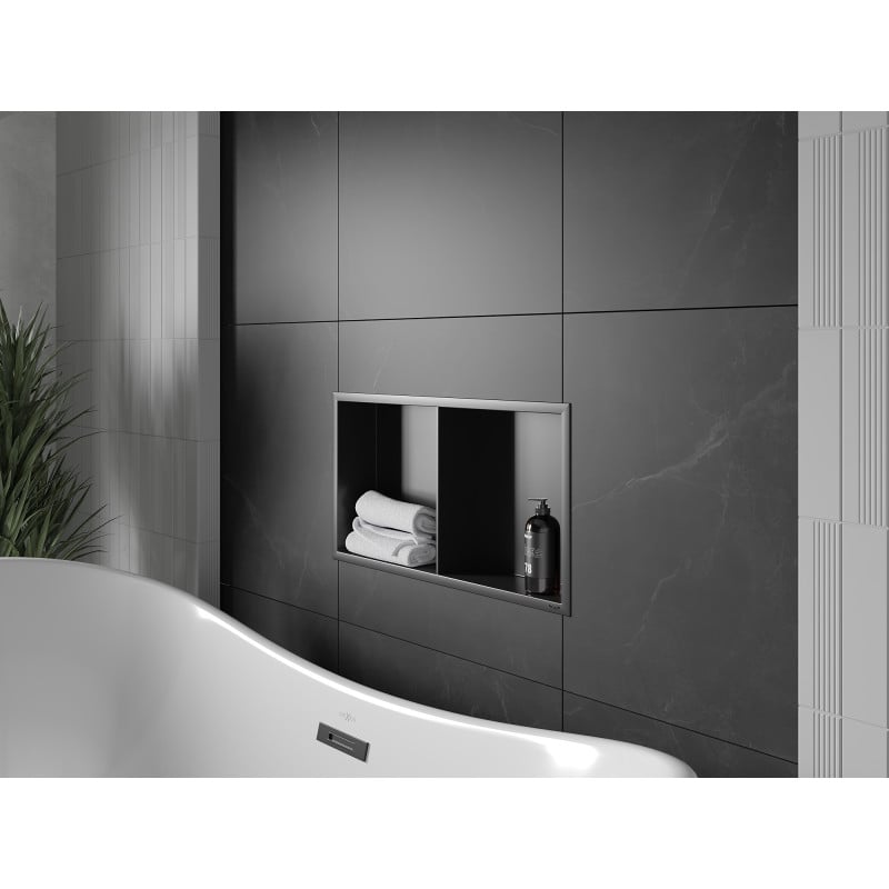 Mexen X-Wall-R Nischenregal mit Rahmen und Regal 60 x 30 cm, schwarz - 1970603010S