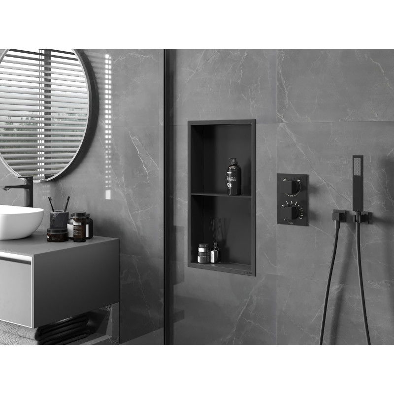 Mexen X-Wall-R recessed shelf with flange and shelf 60 x 30 cm, black - 1970603010S