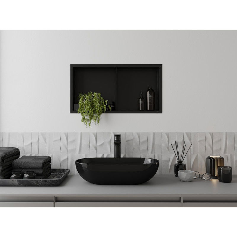 Mexen X-Wall-R recessed shelf with flange and shelf 60 x 30 cm, black - 1970603010S