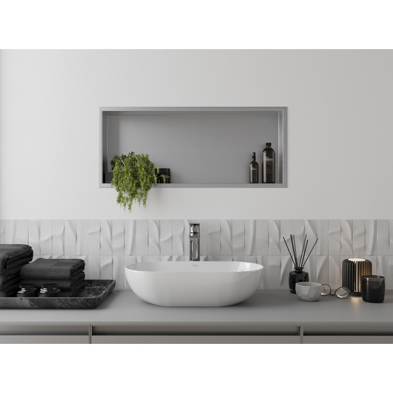 Mexen X-Wall-R nisplank met kraag 75 x 30 cm, inox - 1910753010