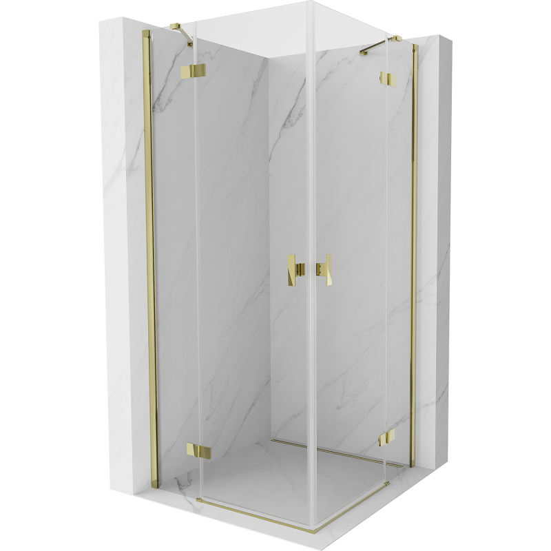 Mexen Mist H Duo Duschkabine, schwenkbar, 120 x 120 cm, transparent, gold - 8A5-120L-120P-50-00
