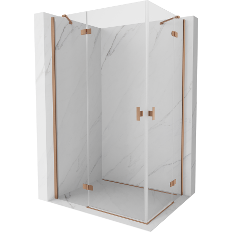 Mexen Mist H Duo cabine de douche pivotante 75 x 70 cm, transparent, cuivre brossé - 8A5-075L-070P-65-00