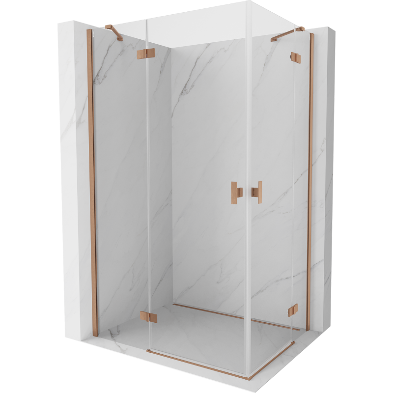 Mexen Mist H Duo cabine de douche pliante 85 x 70 cm, transparent, cuivre brossé - 8A5-085L-070P-65-00