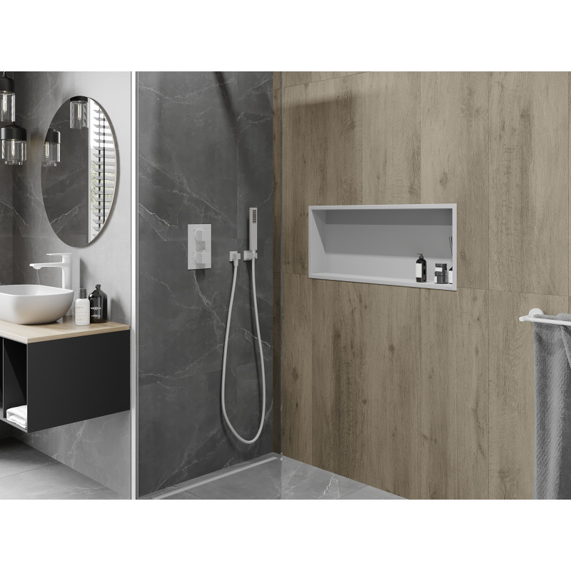 Mexen X-Wall-R inbouwnis plank met flens 75 x 30 cm, wit - 1920753010