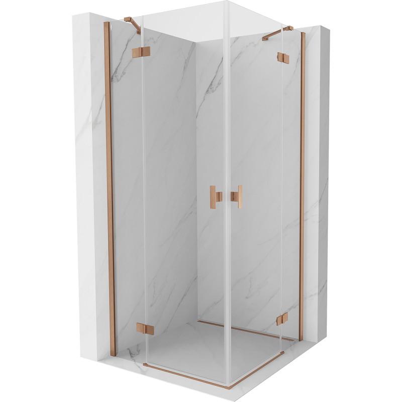 Mexen Mist-H Duo kutna kabina za tuš, 75 x 75 cm, prozirna, brušena bakar - 8A5-075L-075P-65-00