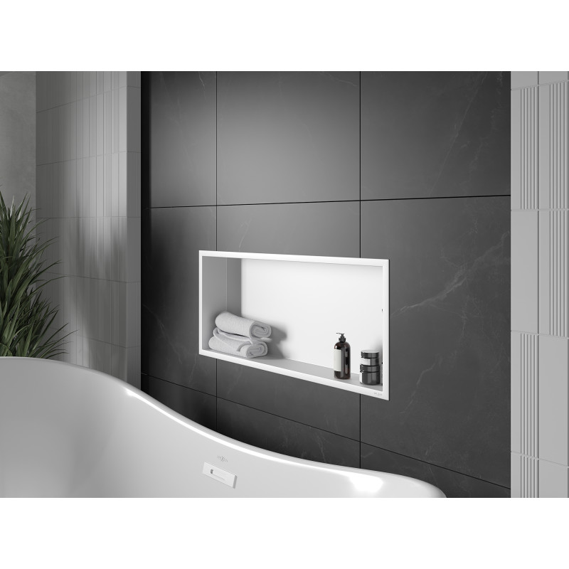 Mexen X-Wall-R inbouwnis plank met flens 75 x 30 cm, wit - 1920753010
