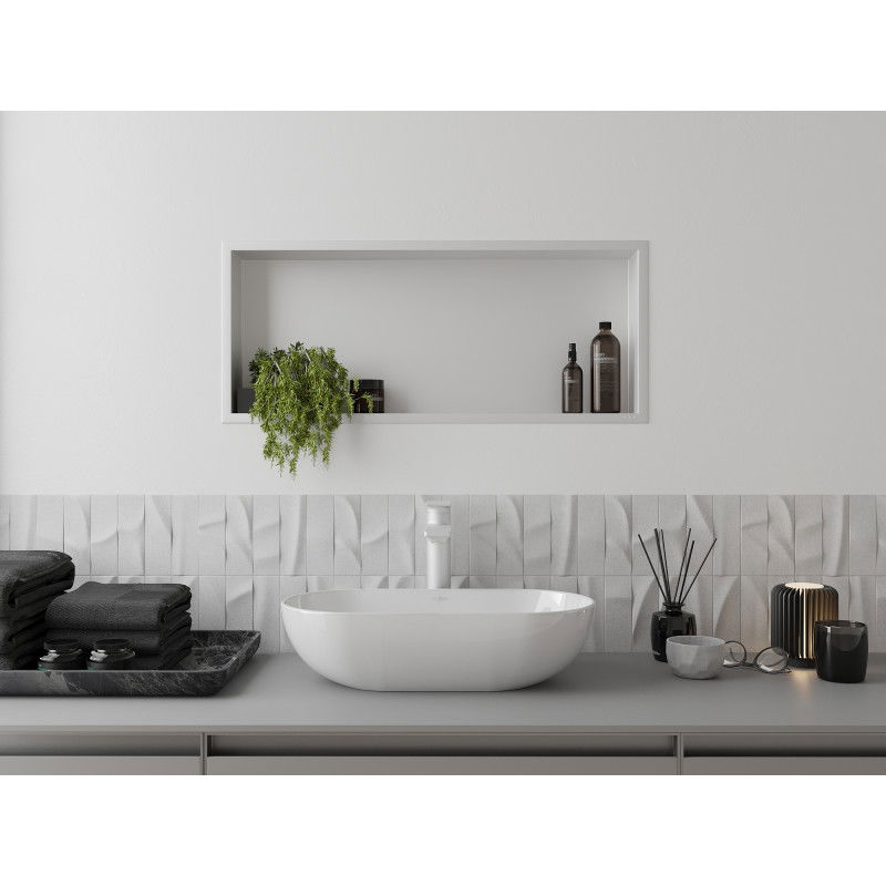 Mexen X-Wall-R étagère encastrée avec rebord 75 x 30 cm, blanche - 1920753010