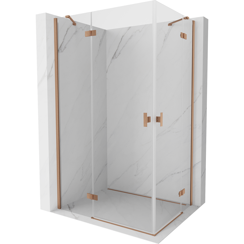Mexen Mist-H Duo Left-Hinged Shower Enclosure 115 x 75 cm, Transparent, Brushed Copper - 8A5-115L-075P-65-00