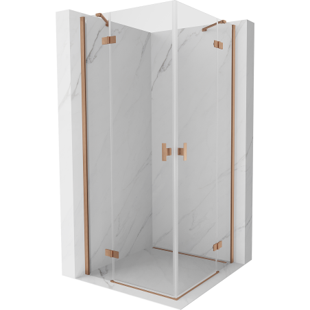 Mexen Mist-H Duo cabine de duche pivotante 85 x 85 cm, transparente, cobre escovado - 8A5-085L-085P-65-00